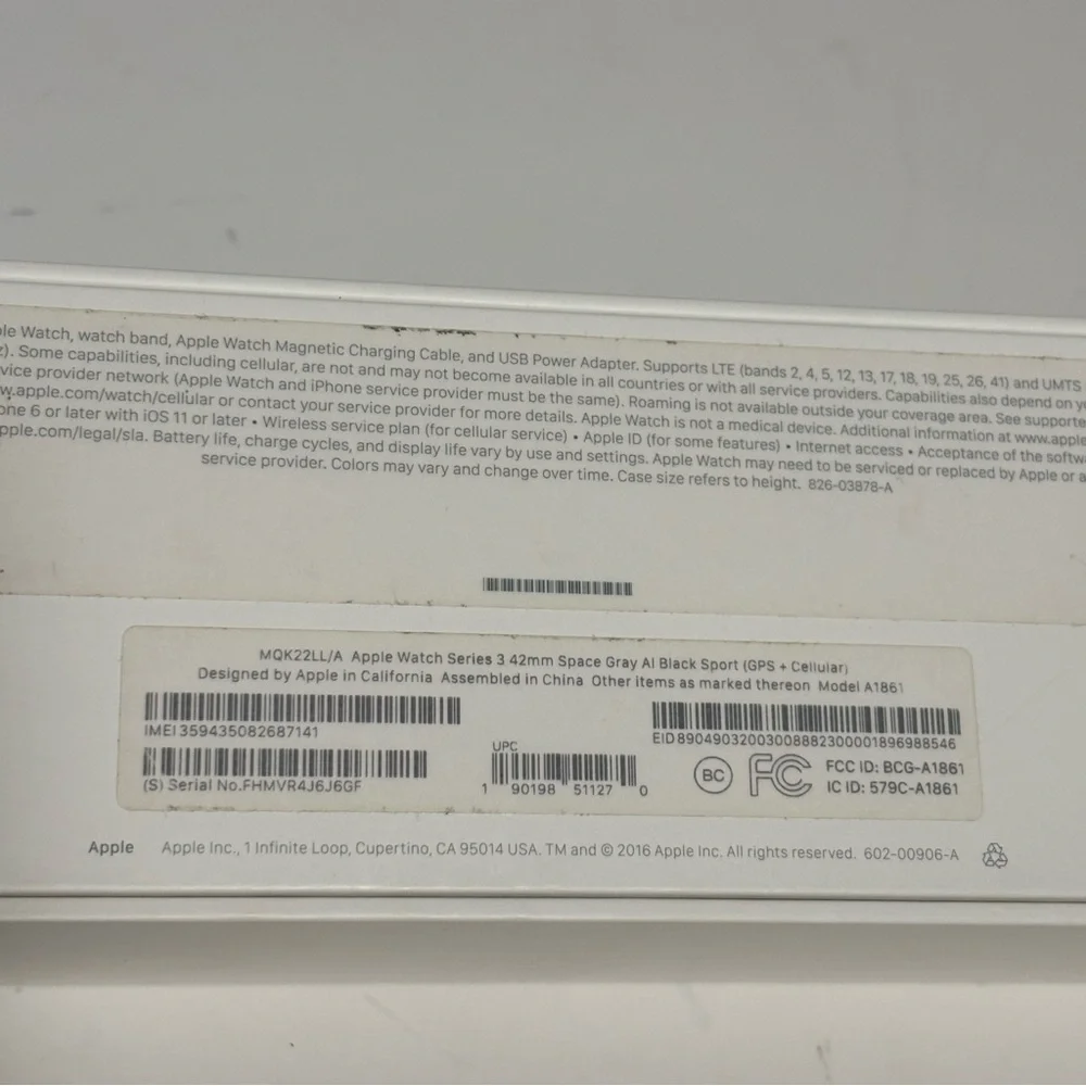 EMPTY Apple Watch BOX ONLY Series 3